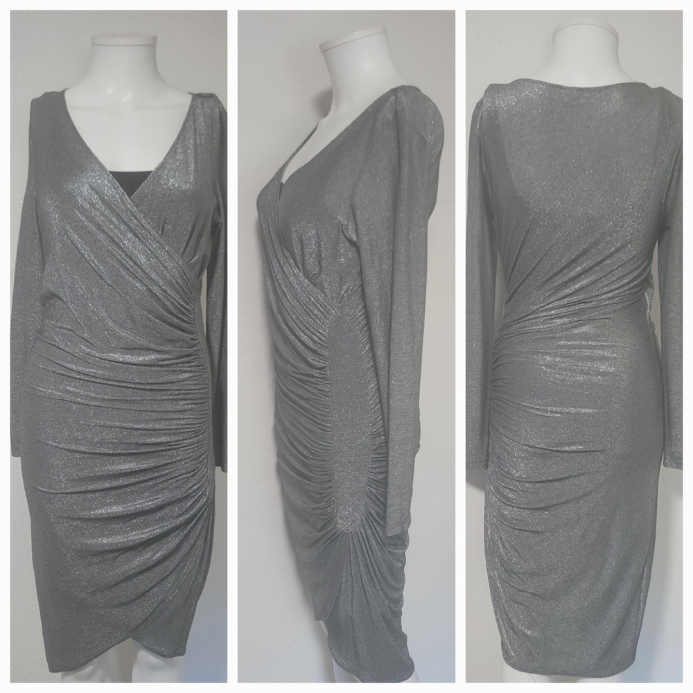 Only hearts S sparkle silver roughed cocktail dress